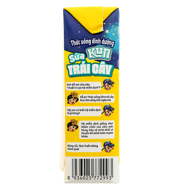 Lốc 4 hộp sữa trái cây LiF Kun hương trái cây nhiệt đới 180 ml (từ 2 tuổi) 24