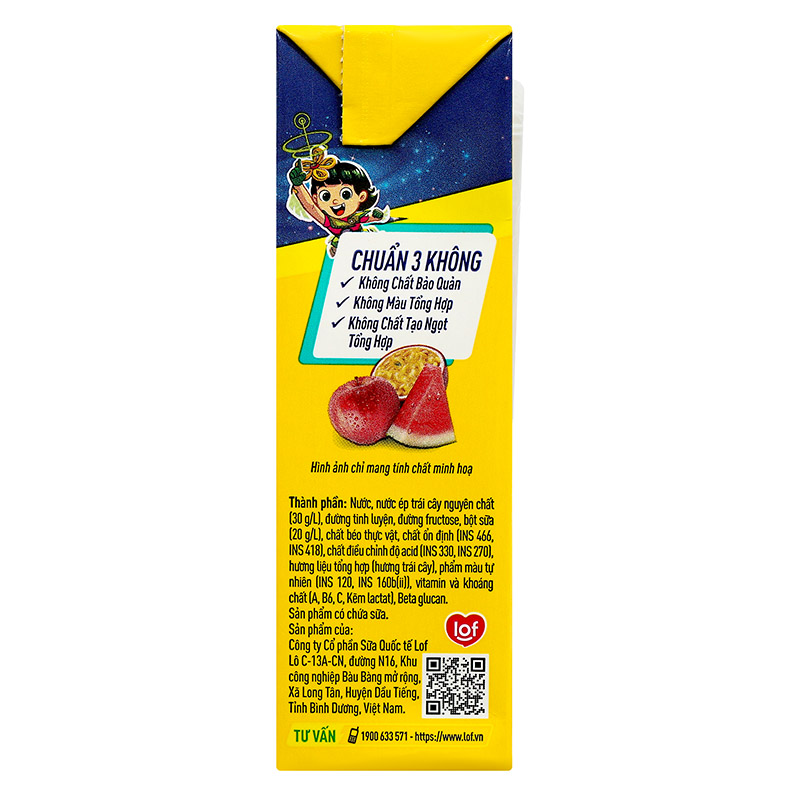 Lốc 4 hộp sữa trái cây LiF Kun hương trái cây nhiệt đới 180 ml (từ 2 tuổi) 25