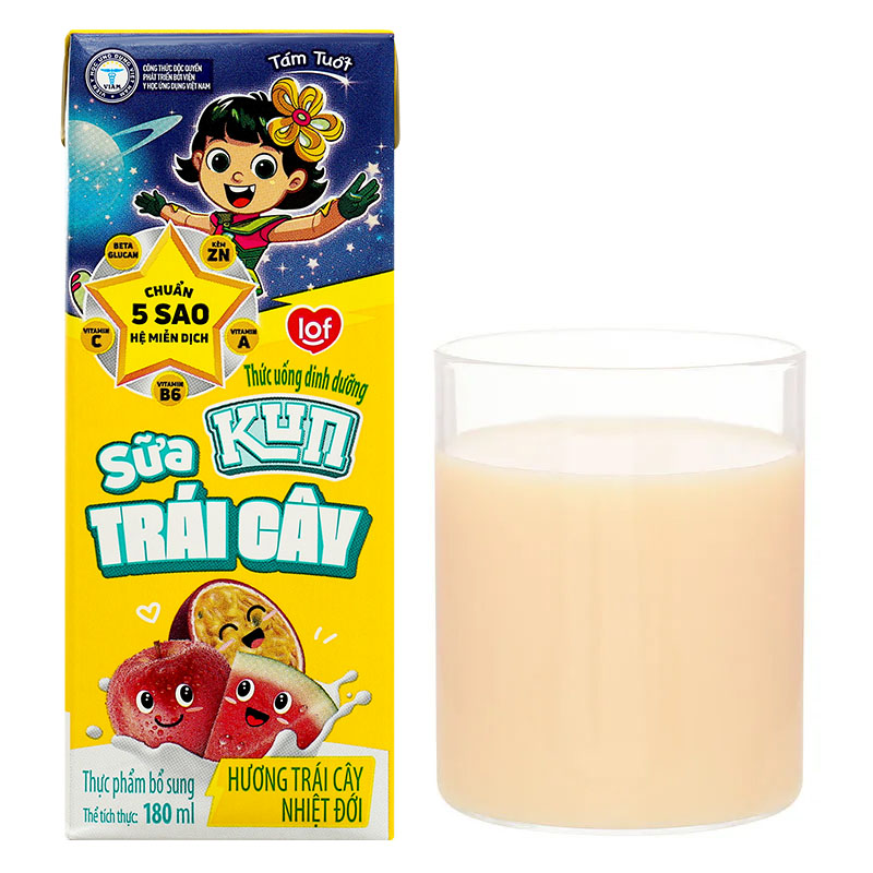 Lốc 4 hộp sữa trái cây LiF Kun hương trái cây nhiệt đới 180 ml (từ 2 tuổi) 26