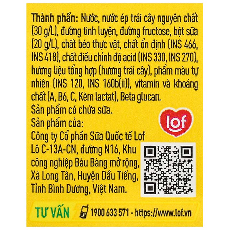 Lốc 4 hộp sữa trái cây LiF Kun hương trái cây nhiệt đới 180 ml (từ 2 tuổi) 28