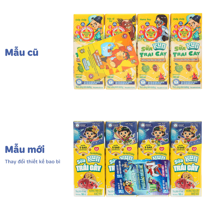 Lốc 4 hộp sữa trái cây LiF Kun hương trái cây nhiệt đới 180 ml (từ 2 tuổi) 15