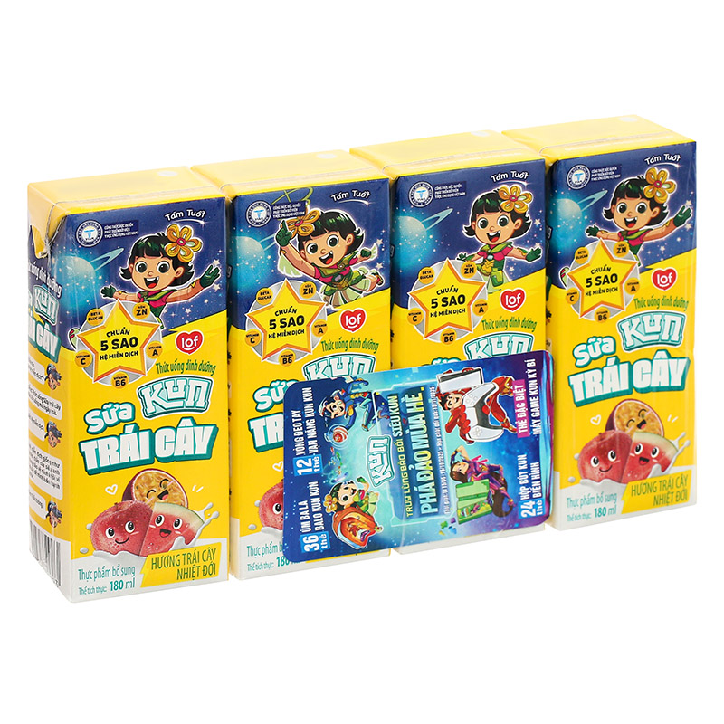 Lốc 4 hộp sữa trái cây LiF Kun hương trái cây nhiệt đới 180 ml (từ 2 tuổi) 18
