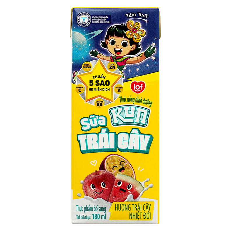 Lốc 4 hộp sữa trái cây LiF Kun hương trái cây nhiệt đới 180 ml (từ 2 tuổi) 22