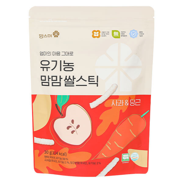 Bánh gạo lứt  ăn dặm MOMSMI vị táo, cà rốt gói 30g (từ 6 tháng)