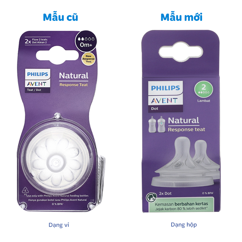 Bộ 2 núm ti Philips Avent SCY962/02 cổ rộng size 2 (0 - 1 tháng) - Giao bao bì ngẫu nhiên 2