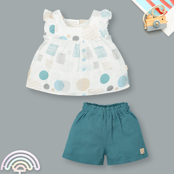 Bộ bé gái Ualarogo bamboo xanh