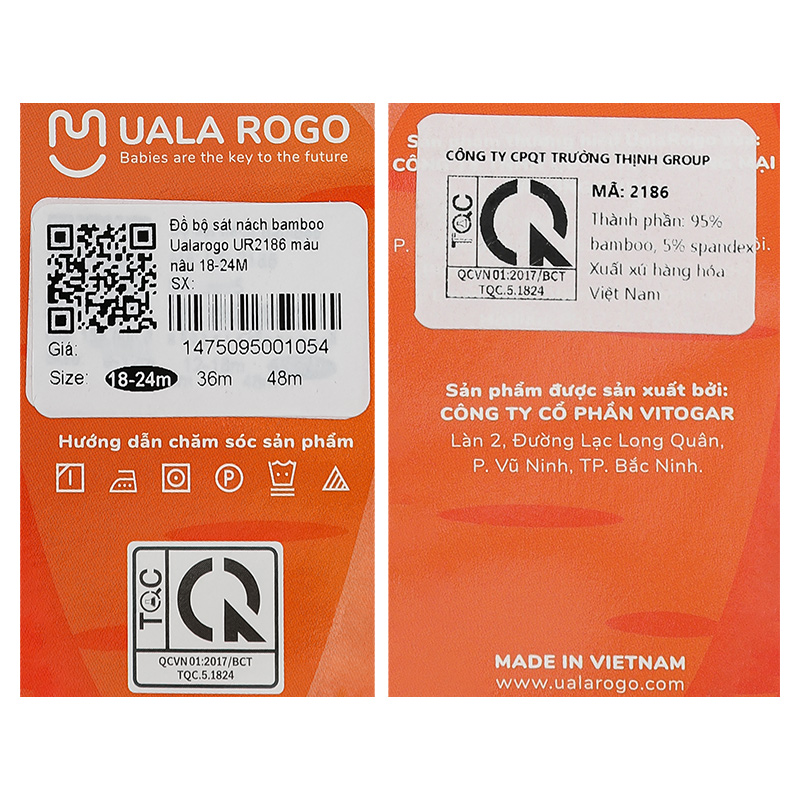 Bộ sát nách bé trai Ualarogo UR2186 màu xanh lá 36
