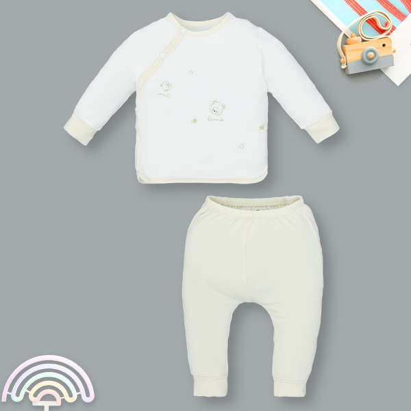 Bộ tay dài unisex La Pomme sợi tre be