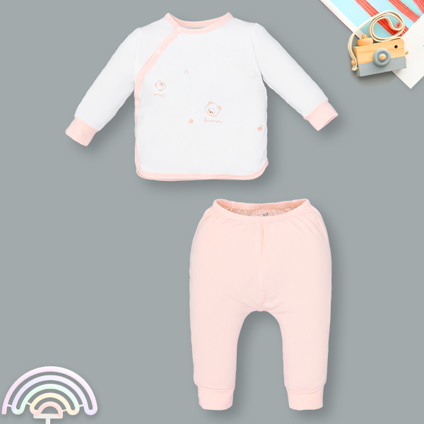 Bộ tay dài unisex La Pomme sợi tre hồng