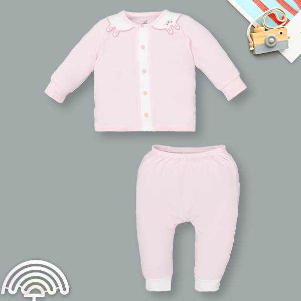 Bộ tay dài unisex La Pomme sợi tre hồng