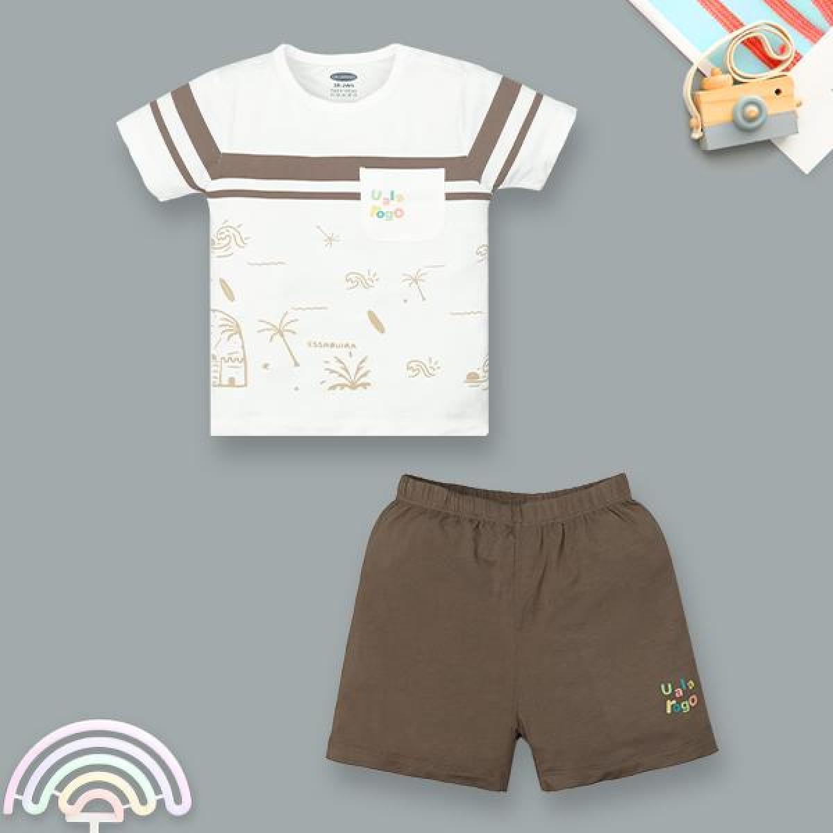 Bộ tay ngắn bé trai Ualarogo UR2191 màu nâu - AVAKids.com
