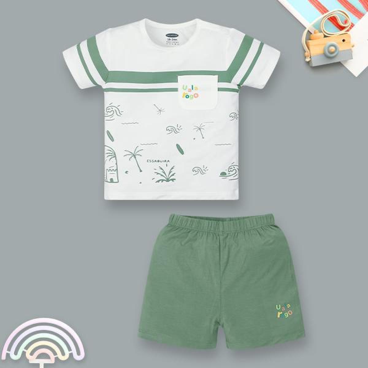 Bộ bé trai Ualarogo bamboo xanh lá