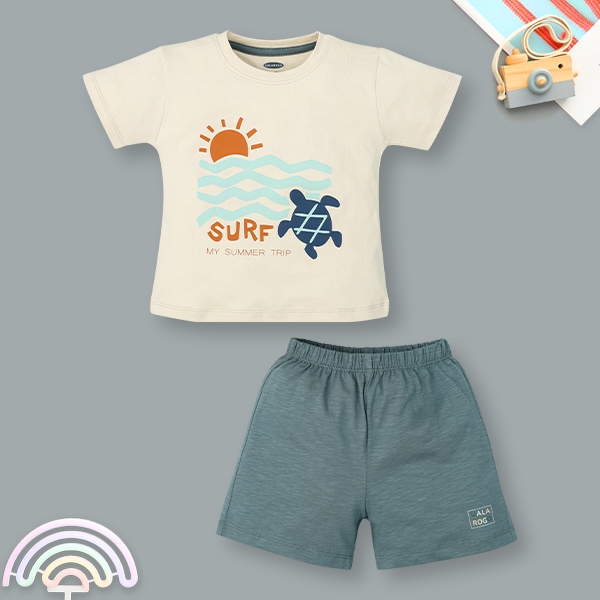 Bộ bé trai Ualarogo cotton xanh đen