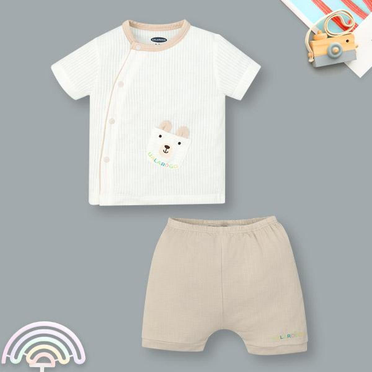 Bộ tay ngắn unisex Ualarogo sợi tre nâu