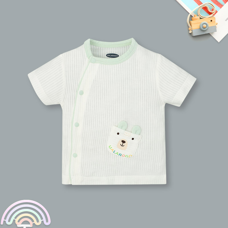 Bộ tay ngắn cài chéo in hình thú Ualarogo UR2188 màu xanh lá 2