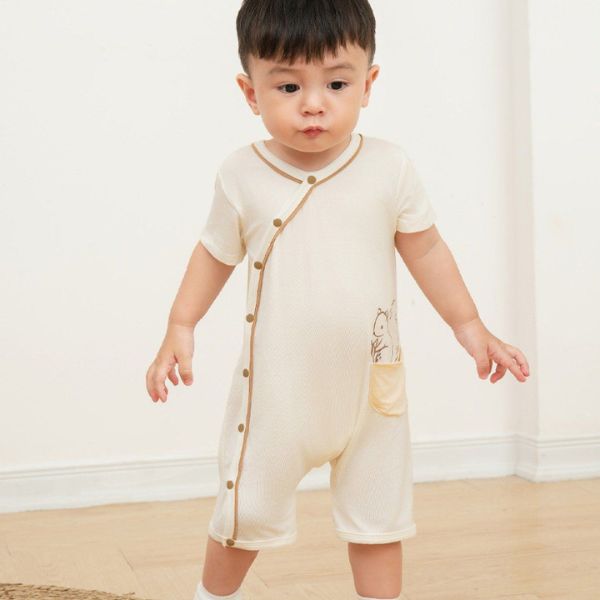 Bodysuit unisex La Pomme sợi tre trắng