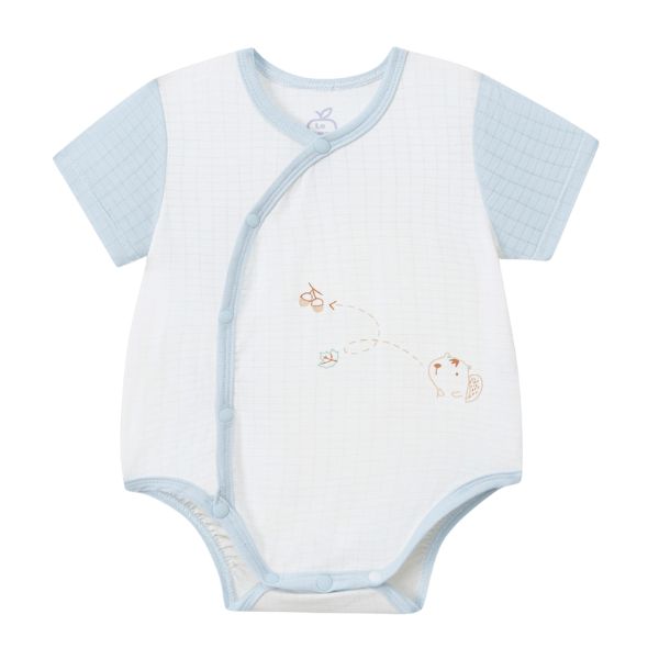 Bodysuit tay ngắn cài chéo La Pomme truy tìm hạt dẻ màu xanh - AVAKids.com