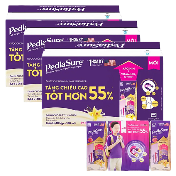 Combo 3 thùng 48 hộp sữa pha sẵn Abbott PediaSure - Giao bao bì ngẫu nhiên