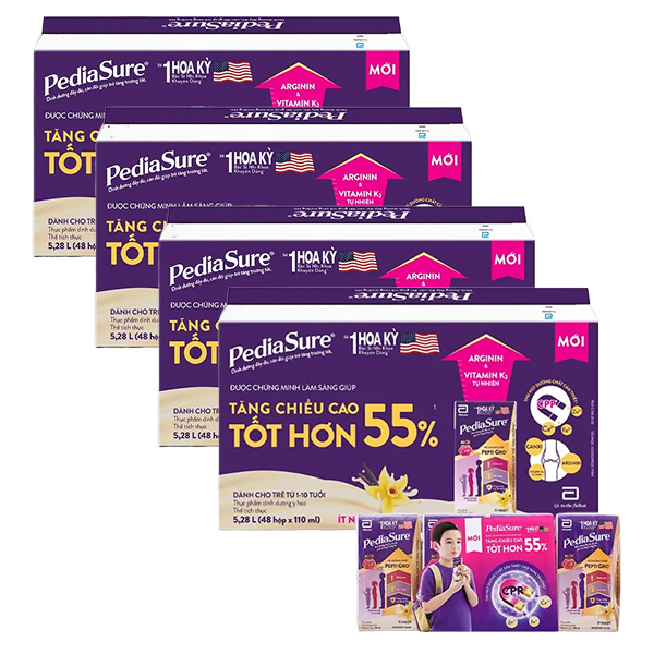 Combo 4 thùng 48 hộp sữa pha sẵn Abbott PediaSure - Giao bao bì ngẫu nhiên