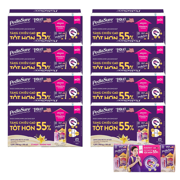 Combo 8 thùng 48 hộp sữa pha sẵn Abbott PediaSure - Giao bao bì ngẫu nhiên