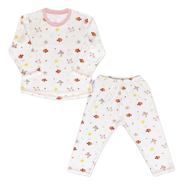 Bộ bé gái Babymommy Visco trắng - cam