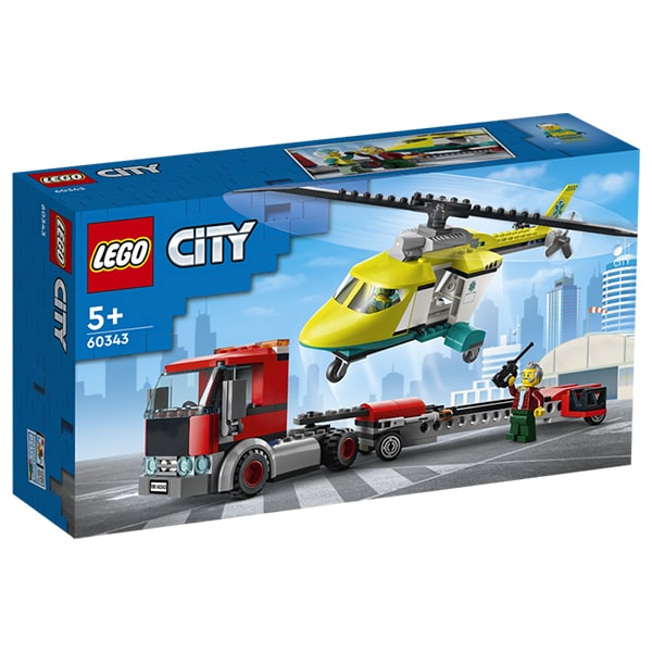 Đồ chơi lắp ráp xe vận chuyển trực thăng cứu hộ Lego City 60343