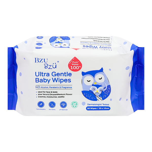 Khăn ướt BZU BZU Ultra Gentle không mùi gói 30 miếng