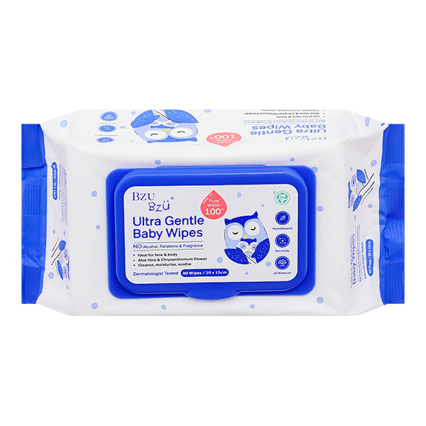 Khăn ướt BZU BZU Ultra Gentle không mùi gói 80 miếng