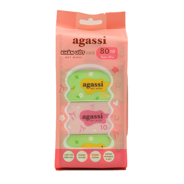 Khăn ướt mini Agassi không mùi - Màu ngẫu nhiên