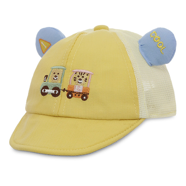 Nón kết cho bé Á Châu thêu xe màu vàng - AVAKids.com
