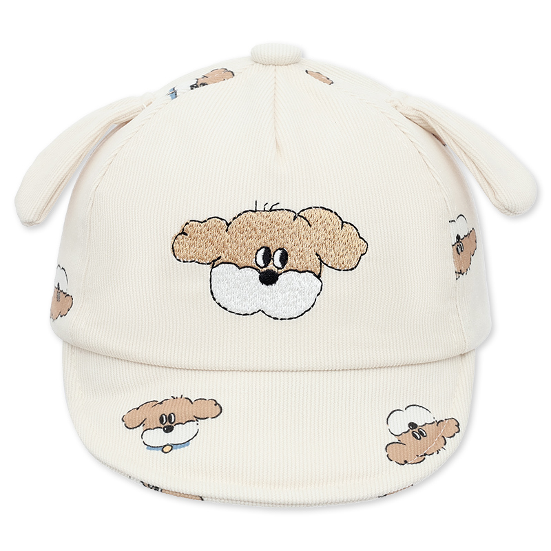 Nón kết cho bé TOP KIDS thêu chó con màu nâu be 2