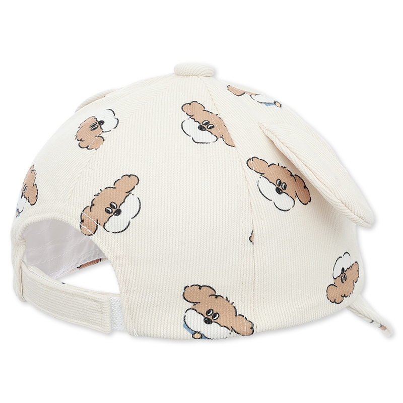 Nón kết cho bé TOP KIDS thêu chó con màu nâu be 3