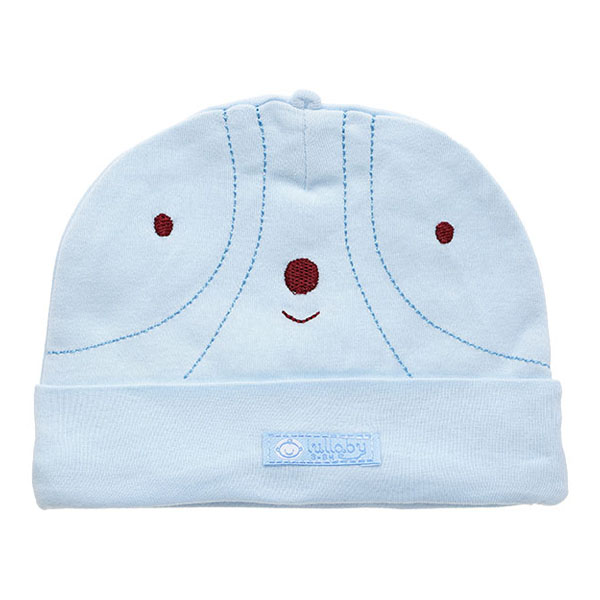 Nón sơ sinh cotton Lullaby màu xanh thêu hình thú (3 - 6 tháng) - AVAKids.com