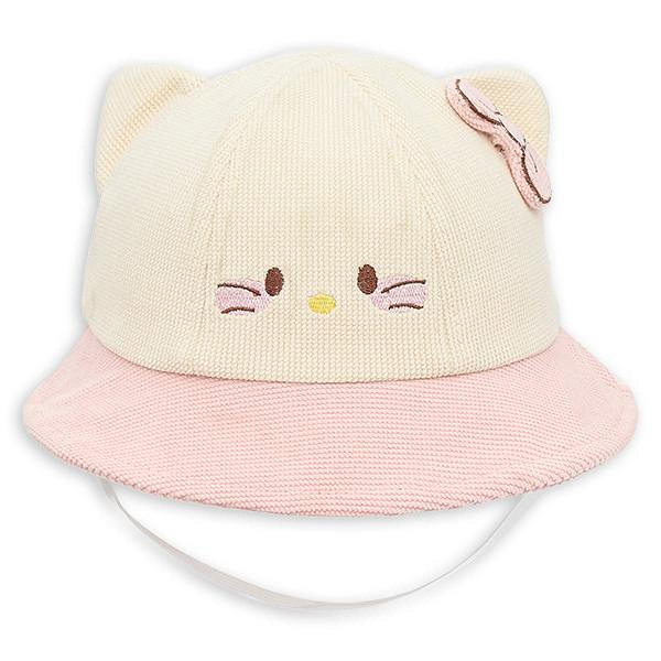 Nón vành TOP KIDS thêu mèo màu hồng