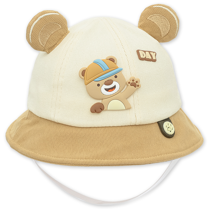 Nón vành cho bé TOP KIDS thêu gấu màu hồng - be 11
