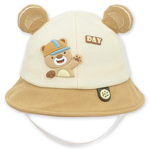 Nón vành TOP KIDS thêu gấu màu nâu - be