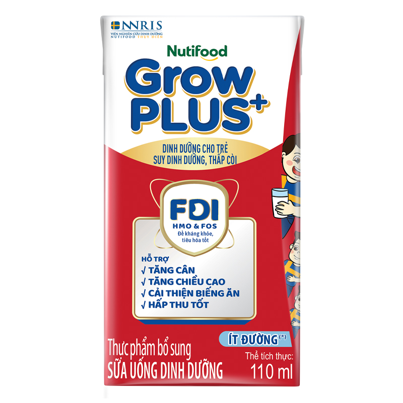 Thùng 48 hộp sữa pha sẵn Nutifood GrowPLUS+ đỏ ít đường hương vani 110 ml cho trẻ suy dinh dưỡng, thấp còi (từ 1 tuổi) - Giao bao bì ngẫu nhiên 16