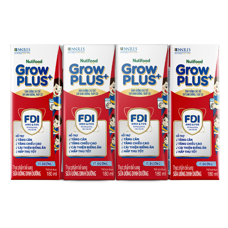 Thùng 48 hộp sữa pha sẵn Nutifood GrowPLUS+ đỏ ít đường hương vani 180 ml cho trẻ suy dinh dưỡng, thấp còi (từ 1 tuổi) - Giao bao bì ngẫu nhiên 5