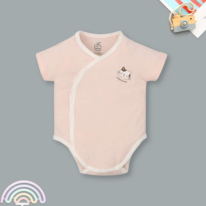 Set 2 bodysuit cài chéo La Pomme bé mimi của mẹ màu trắng - hồng 6