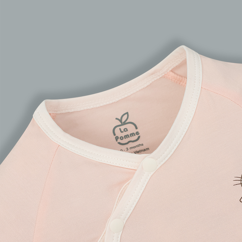 Set 2 bodysuit cài chéo La Pomme bé mimi của mẹ màu trắng - hồng 8