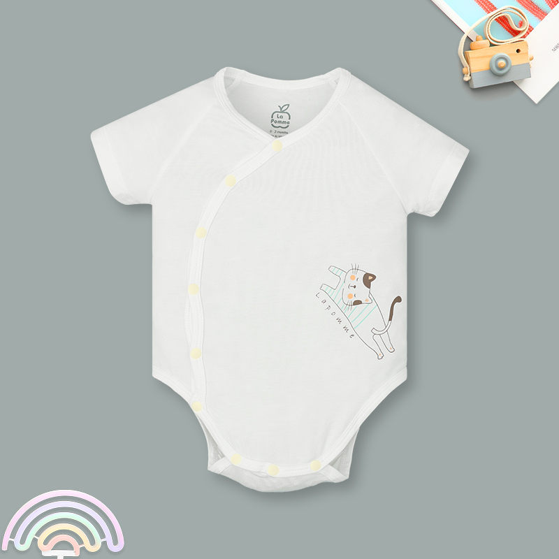 Set 2 bodysuit cài chéo La Pomme bé mimi của mẹ màu trắng - hồng 19