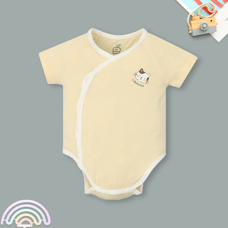 Set 2 bodysuit cài chéo La Pomme bé mimi của mẹ màu trắng - hồng 20