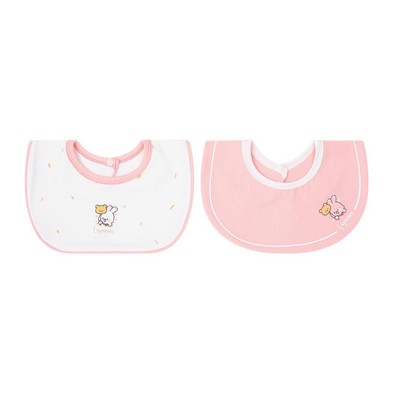 Set 2 yếm ăn cho bé sợi tre La Pomme động vật đáng yêu - Màu hồng (0 - 3 tháng) 2