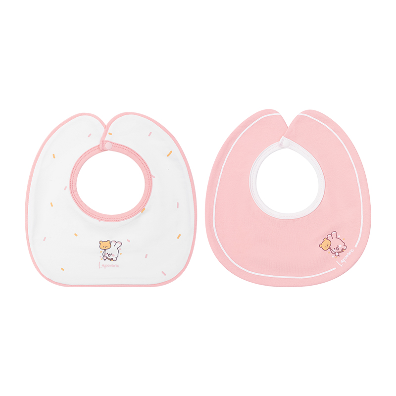 Set 2 yếm ăn cho bé sợi tre La Pomme động vật đáng yêu - Màu hồng (0 - 3 tháng) 3