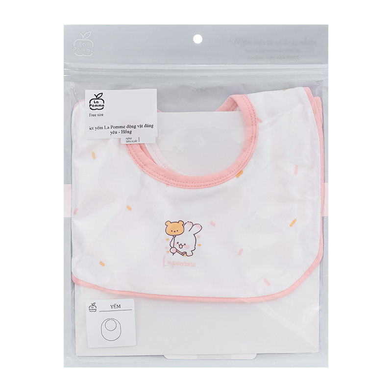 Set 2 yếm ăn cho bé sợi tre La Pomme động vật đáng yêu - Màu hồng (0 - 3 tháng) 9