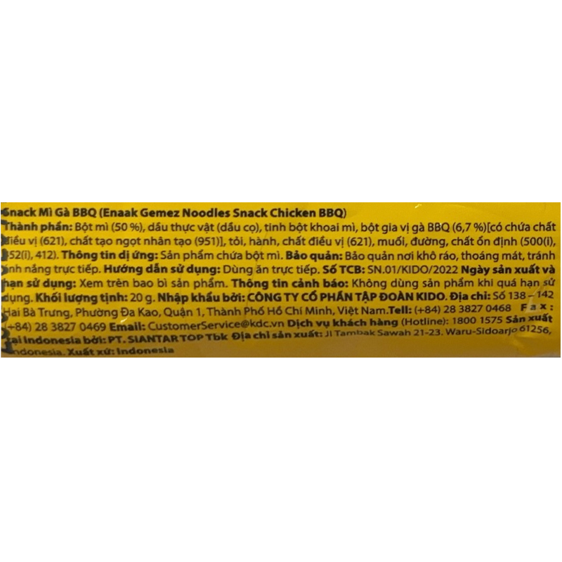 Snack mì Enaak vị gà BBQ túi 24 gói x 20g (từ 1 tuổi) 5