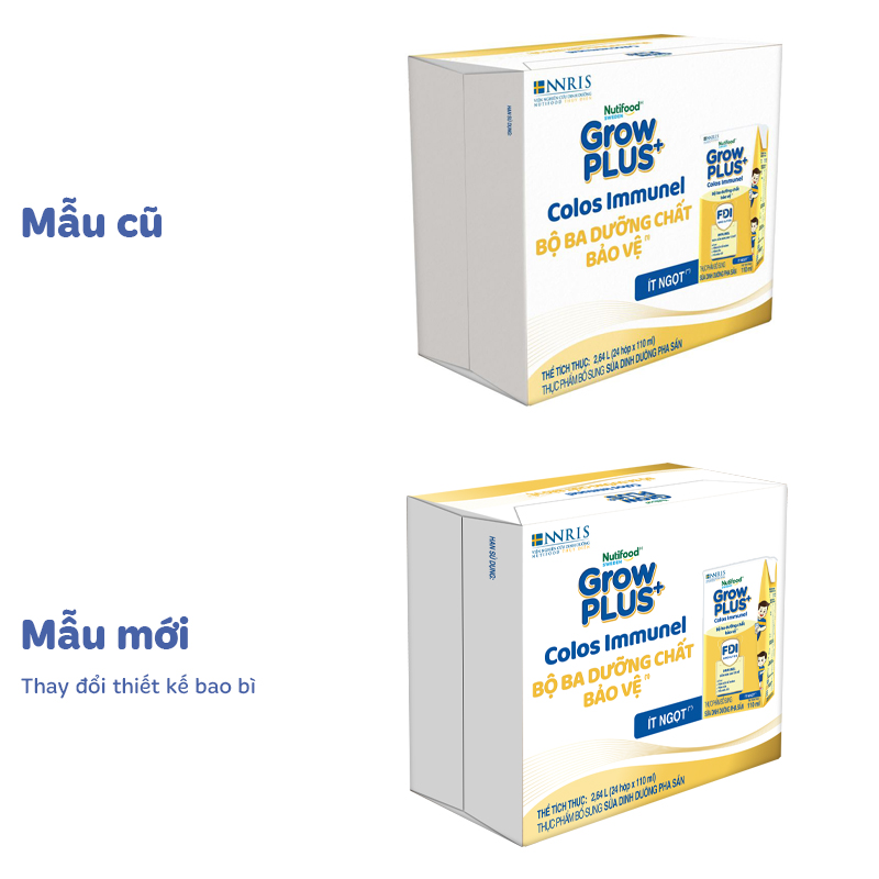 Thùng 24 hộp sữa non pha sẵn Nutifood GrowPLUS+ Colos Immunel hương vani 110 ml (từ 1 tuổi) - Giao bao bì ngẫu nhiên 2