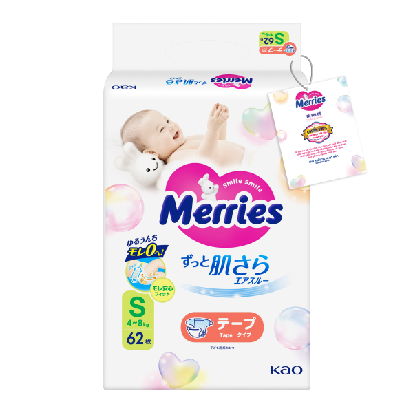 Tã dán Merries size S - Mẫu mới