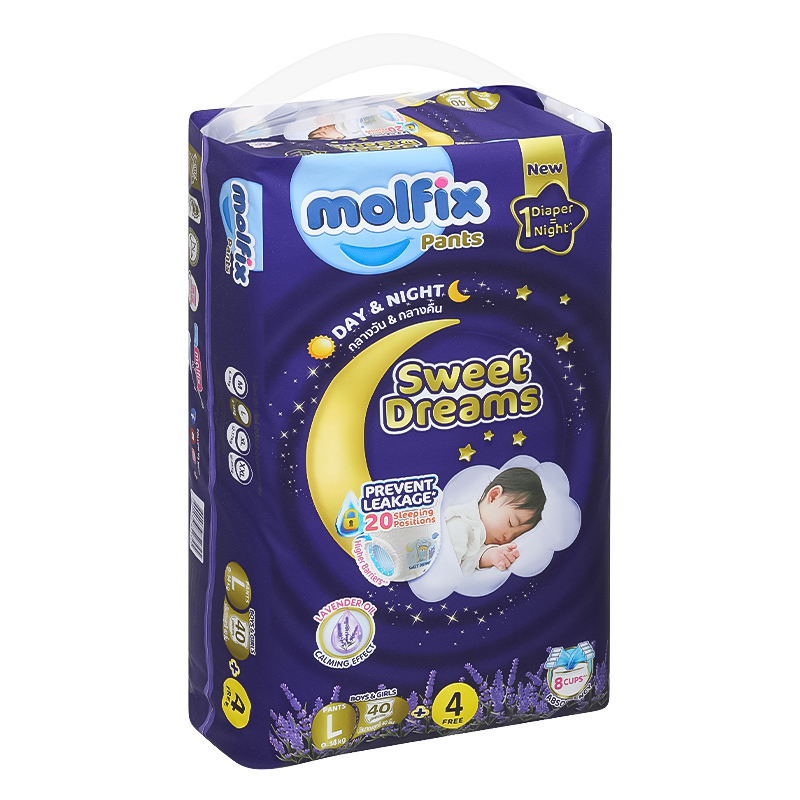 Tã quần Molfix Sweet Dreams size L 40 + 4/+2 miếng (9 - 14 kg) - Giao bao bì cộng miếng ngẫu nhiên 4