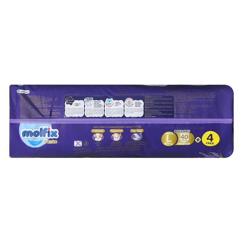 Tã quần Molfix Sweet Dreams size L 40 + 4/+2 miếng (9 - 14 kg) - Giao bao bì cộng miếng ngẫu nhiên 5